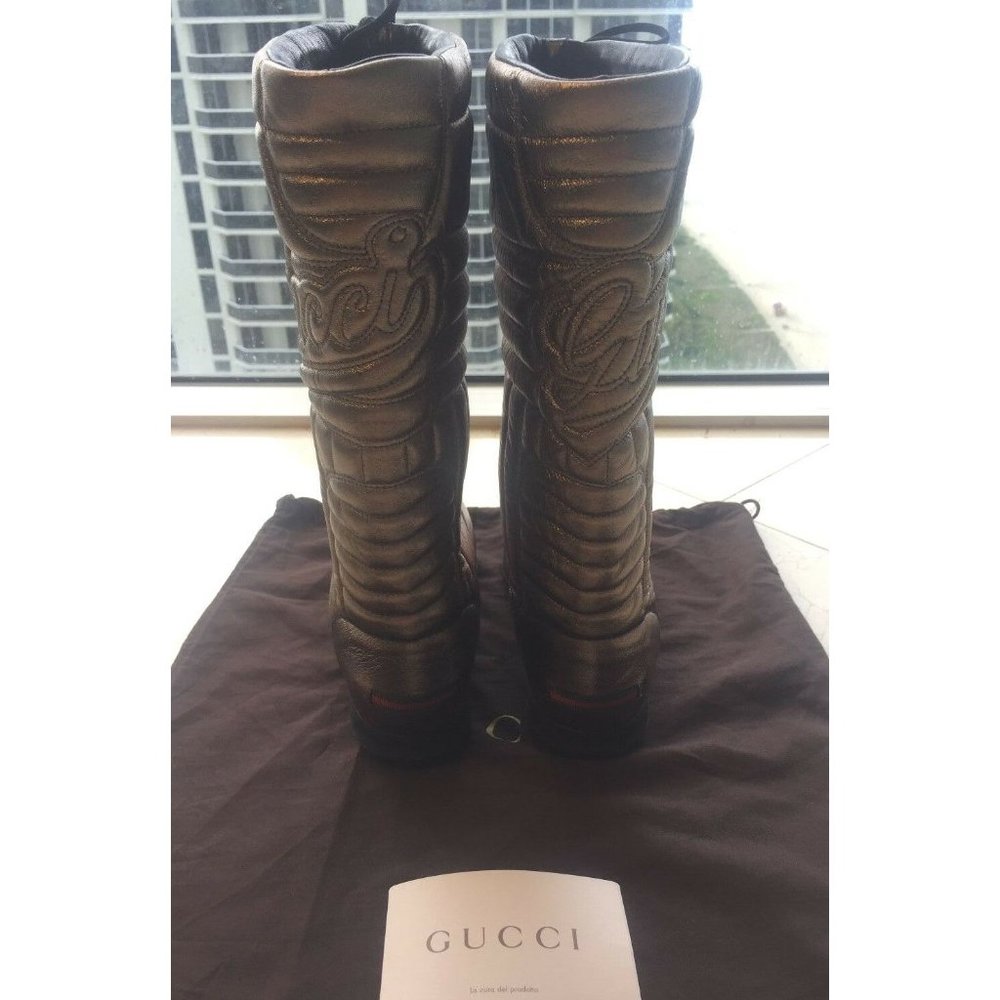 Gucci Women's Boots Winter Ski Snow GG Logo Gold Brown NEW Authentic  IT 36 US 6 - Picture 4 of 12